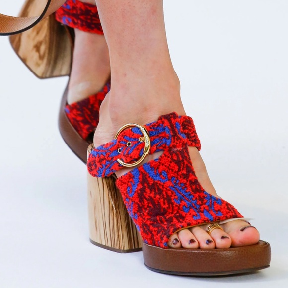 SOLD Chloé Tapestry Platform Mules - Picture 1 of 11